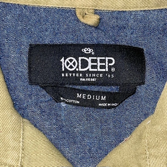 10.Deep Shirt Mens Medium M Olive Military Hunting Button Up Tactical Army Patch - Image 4 of 4