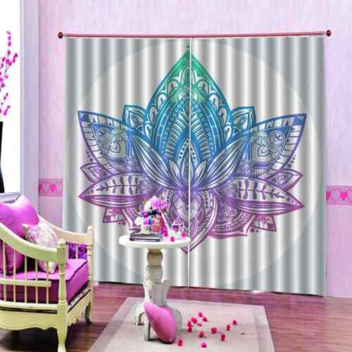 Purple Blue Petals Printing 3D Blockout Curtains Fabric Window Home Decor