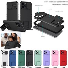 2 in 1 Sliding Lens Cap Phone Case W/ Kickstand For iPhone 17 Pro 16 15 14 12 7