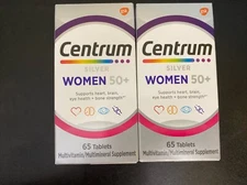 2* Centrum Silver Womens 50+ Vitamins, Multivitamin Supplement, 65ct Ea 01/26