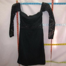 Forever 21 Black Lace drop 3/4 Sleeve Above the knee Stretch Strapless Dress S