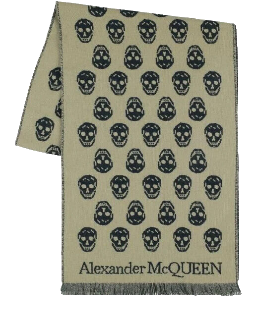 Alexander McQueen Unisex Green Reversible Skull Scarf