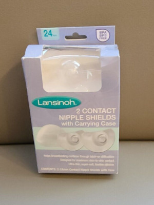 Lansinoh Contact Nipple Shields 2 Count 24mm w/ Carry Case New