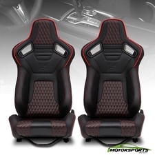 Pair Of Pvc Carbon Fiber Leather Reclinable Racing Seats Wsilders Redblack Pair Of Pvc Carbon Fiber Leather Reclinable Racing Seats Wsilders Redblack