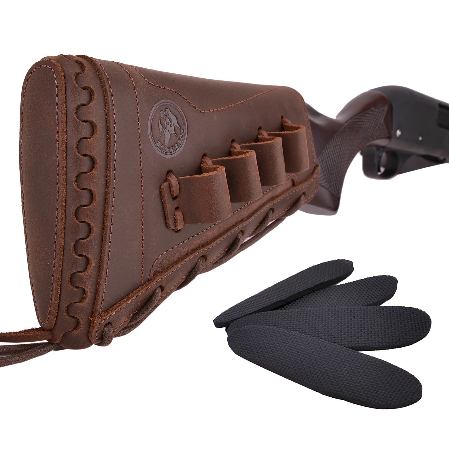 Busc de crosse en cuir marron tressé main avec range-cartouches .30-30 et .357