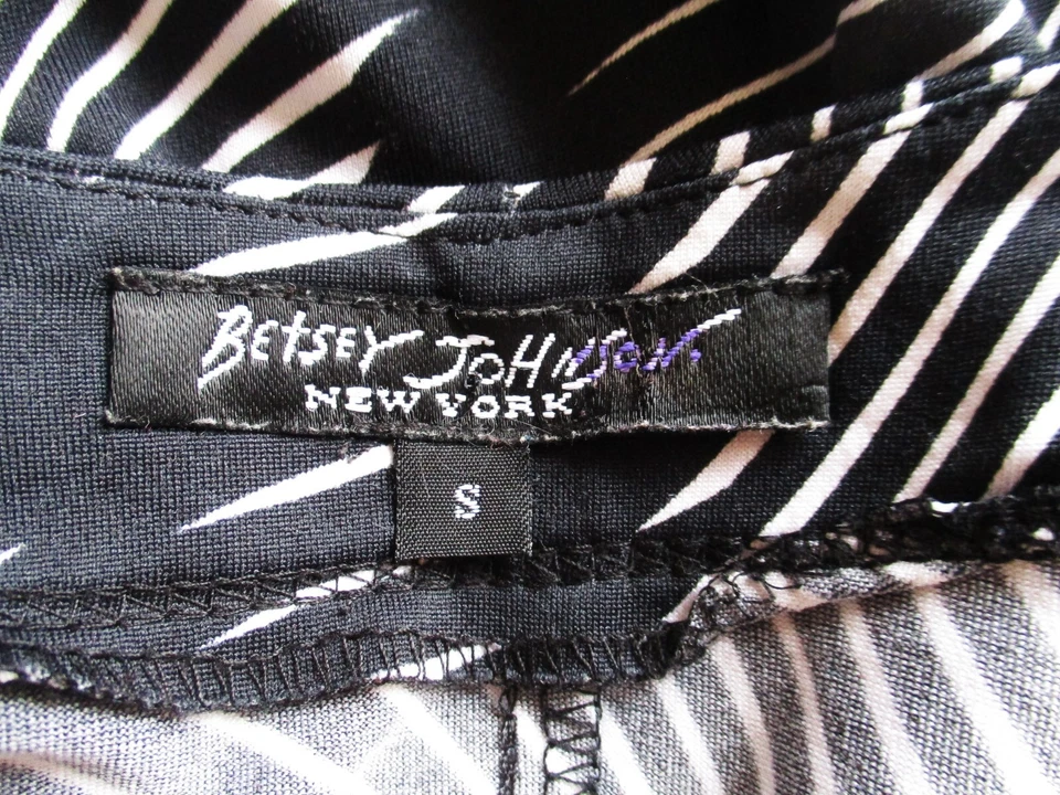 Top envolvente Betsey Johnson vintage pequeño para mujer negro blanco elástico mangas 3/4 Foto 4 de 4