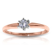 14K. GOLD SOLITAIRE RING WITH 0.15 CT. NATURA...