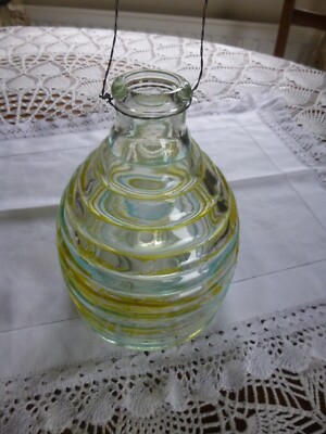 VINTAGE GLAS BIENENSTOCK HÄNGEND OUTDOORASP INSEKTEN FLIEGEN FALLE FÄNGER GROß