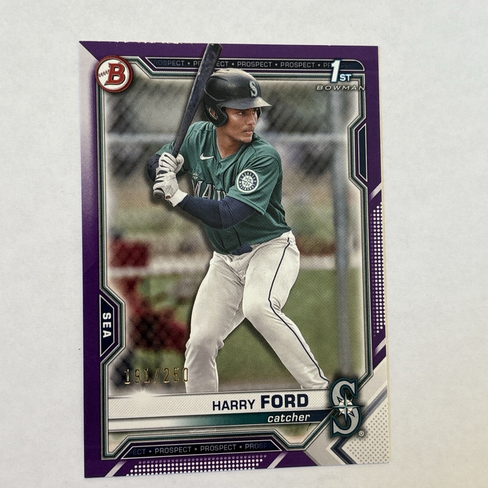 2021 Bowman Draft Purple Harry Ford 191/250 Seattle Mariners #BD-1