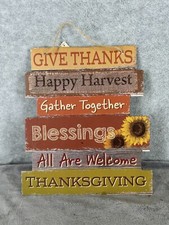 Thanksgiving Harvest Rustic Handing Wall Sign Decor for Fall 11.5" x 10"