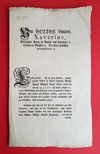 Anschlag Bekanntmachung Sachsen 20.3.1765 Wiedereinf&uuml;hrung Schnur M&uuml;hle ( F16662