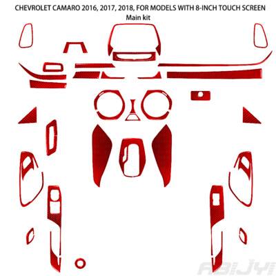 34Pcs Rote Kohlefaser Full Interior Kit Abdeckung Trim Für Chevrolet Camaro