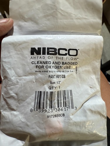 1-Pack NIBCO 617-CB 1/2" Copper Pipe Cap Cleaned & Bagged Oxygen Use
