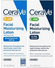 CeraVe Day & Night Face Lotion Skin Care Set | Contains AM with SPF 30