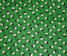 Trena's Green Little Bit of Christmas Snowman Heads Holly Cotton Fabric BTY OOP