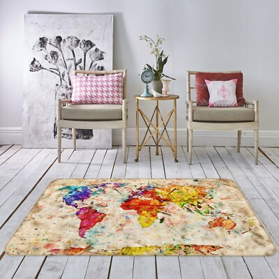 3D Color Retro ZHU240 World Map Non Slip Rug Mat Elegant Photo Carpet Amy