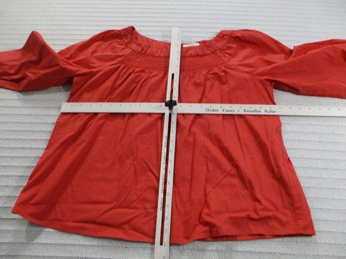 Maeve Anthropologie Womens Shirt Medium Red Boat Neck Long Balloon Sleeve Button - Picture 9 of 12
