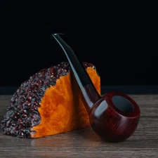 Handcrafted Briar Pipe 9mm Filter Bent Curved Stem Wooden Tobacco Smoking Pipe