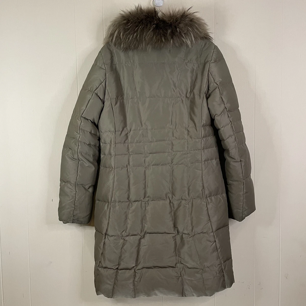WOMEN S 1 MADISON DOWN FEATHER LONG PUFFY PARKA COAT RACCOON FUR SIZE S