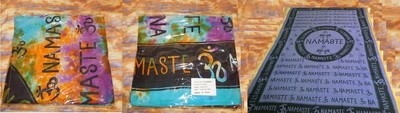 Tapestry Namaste Sacred Om design NEW Rainbow Tie dye Woven cotton 72'' x 108''