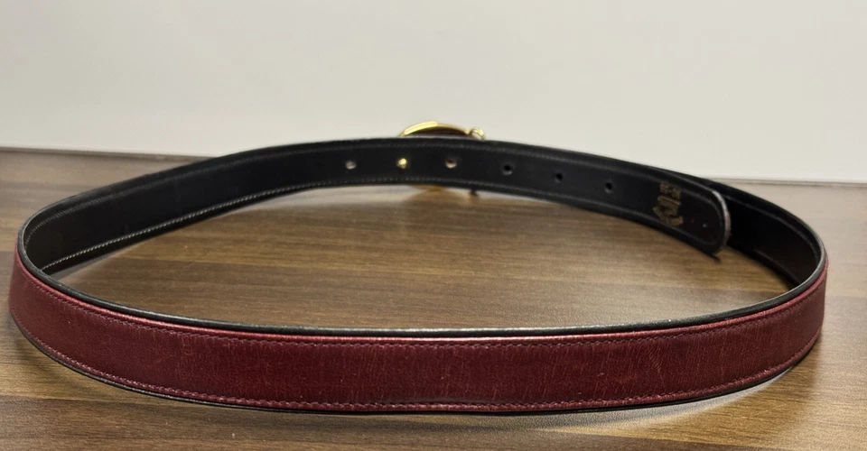 复古 GUCCI 紧身腰带标志 GG 金色扣红色 90-36 — 第 4/4 张图片