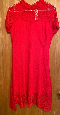 Francescas Red Lace Fit And Flare Dress Size Large NWT | eBay