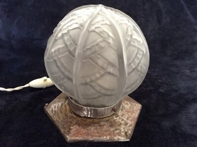 LAMPE / GLOBE MONTGOLFIERE VERRE MOULE - ART DECO - Photo 1/4