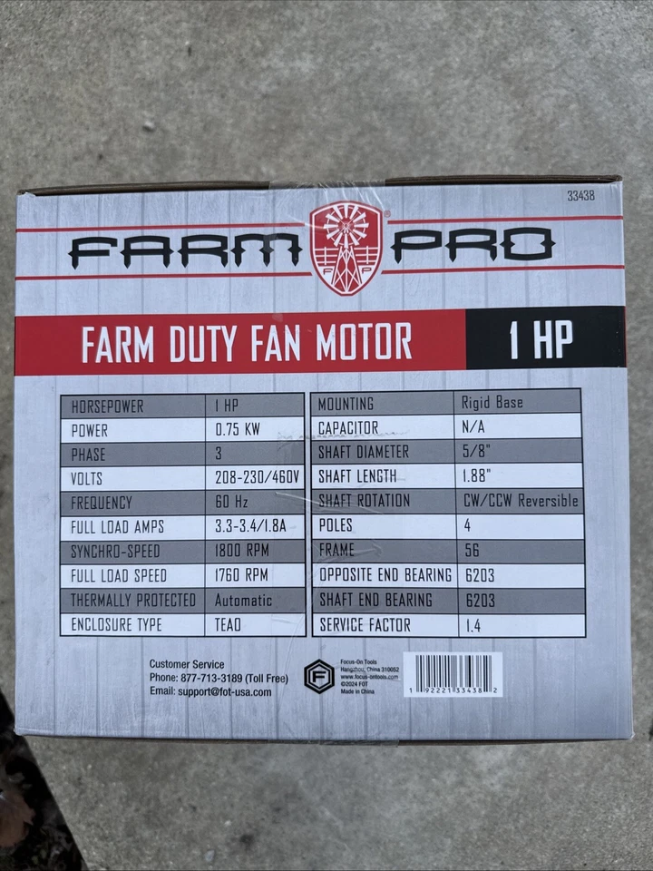 Motor eléctrico ventilador trifásico Farm Pro Duty de 1 HP 1800 RPM Foto 4 de 4