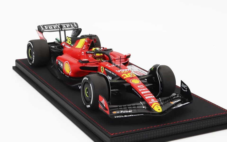 MODELLINO AUTO STATICO BBR FERRARI F1 SF23 LECLERC MONZA GP 2023 VETRINA 1/18 - Immagine 4 di 4