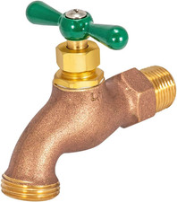Heavy Pattern Hose Bibb, 1/2 in MIP X 1/2 in MHT, Outdoor Brass Faucet for Irrig