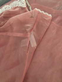 Vintage Valerie Stevens Sheer Lingerie Slip Lace Babydoll Medium VTG