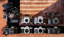 Lot of 8 Vintage Cameras Canon Pentax Nikon Exacta Untested