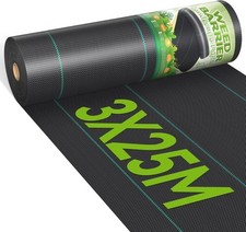 Weed Barrier 3m x 25m AUCTION Fabric Woven Roll Ground Cover Membrane Garden
