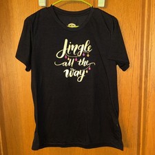 Holiday Time Women  s L 12/14 Black  Jingle all the way  T-shirt