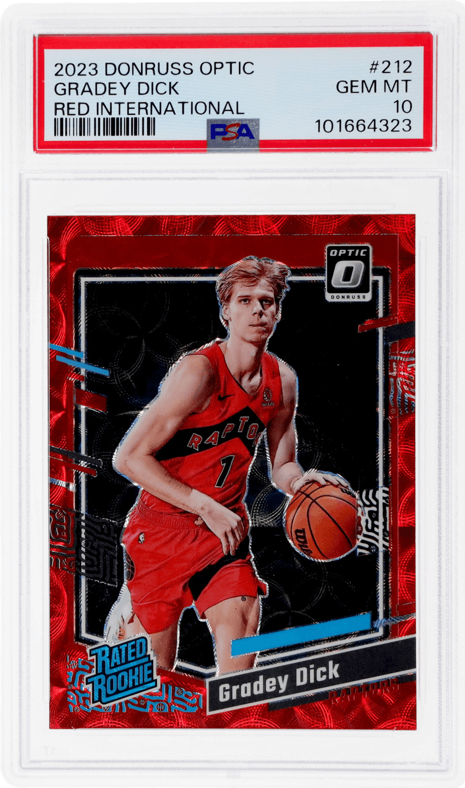 2023 Donruss Optic Gradey Dick Rated Rookie Red International #212 PSA 10