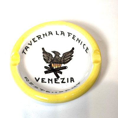 Antique Taverna La Fenice Restaurant Ashtray Italy Ceramic Venezia Trinket Dish