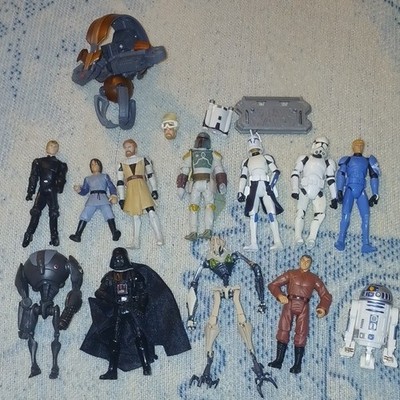 Hasbro Star Wars Mixed Action Figures Lot Of 12 Darth Vader R2-D2 Boba Fett ETC