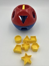 Tupperware Shape O Ball Sorter Toy 7 Shapes Blue Yellow GUC