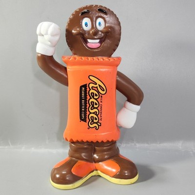 Reeses Hershey Park Mascot Peanut Butter Cup Man Coin Bank Plastic 1987 VTG 8.5''