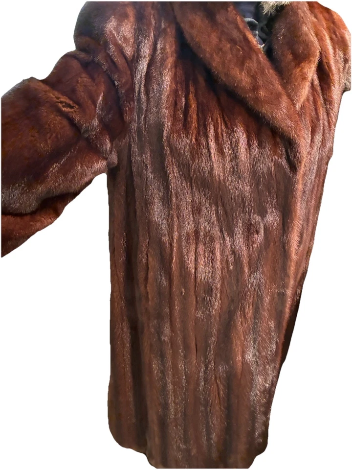 Full-Length Dark Brown Saga Mink Fur Coat - Image 2 of 4