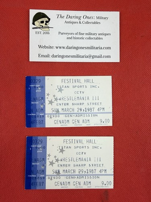 #ad Original Vintage Wrestlemania III Ticket Stubs WWE 1987 Andre Giant Hulk Hogan $100.00