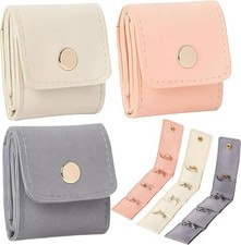 3 Pcs Mini Travel Jewelry Bag - Foldable Jewelry Organizer Pouch with Buckle