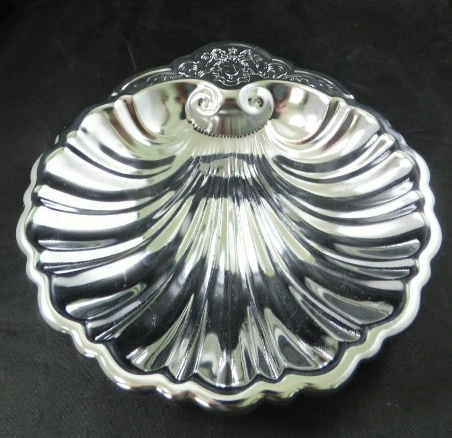 Винтажная серебряная металлическая посеребренная посуда? Гребень льва сервировочное блюдо раковина моллюска гребень гребень гребня гребня - Изображение 4 из 4
