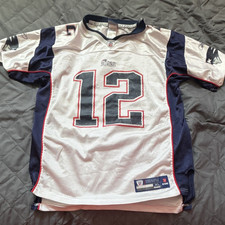 Reebok Tom Brady #12 New England Patriots NFL Football Jersey Youth XL White