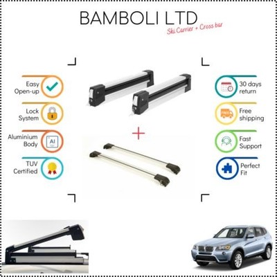 Bamboli 19'' Skiträger & Silver Cross Stangen-Set Für BMW X3 F25 2014-2017 4 Stk