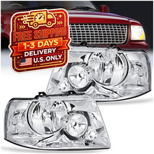 Headlight Assembly 2003-2006 Ford Expedition Chrome Housing Clear Reflector Pair