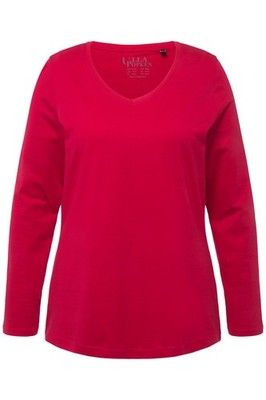 Ulla Popken Damen große Größen Shirt Slim V Ausschnitt Langarm 719505