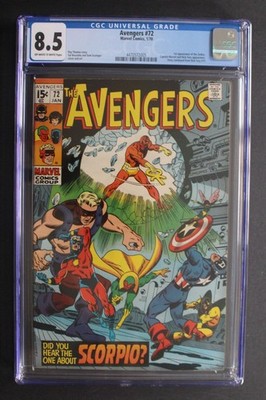 Avengers #72 ZODIAC SCORPIO 12 x 1st Appearances 1970 Mar-Vell Nick Fury CGC 8.5