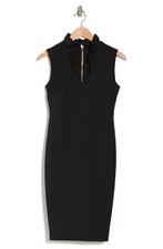 Calvin Klein Ruffle Neck Sheath Dress in Black Size 6