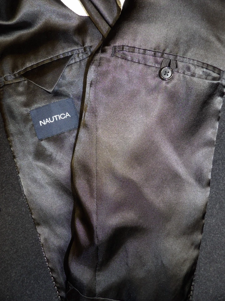 Abrigo Nautica Abrigo Abrigo de Invierno 36r Mezcla de Lana Carbón Oscuro Z#8 Foto 4 de 4